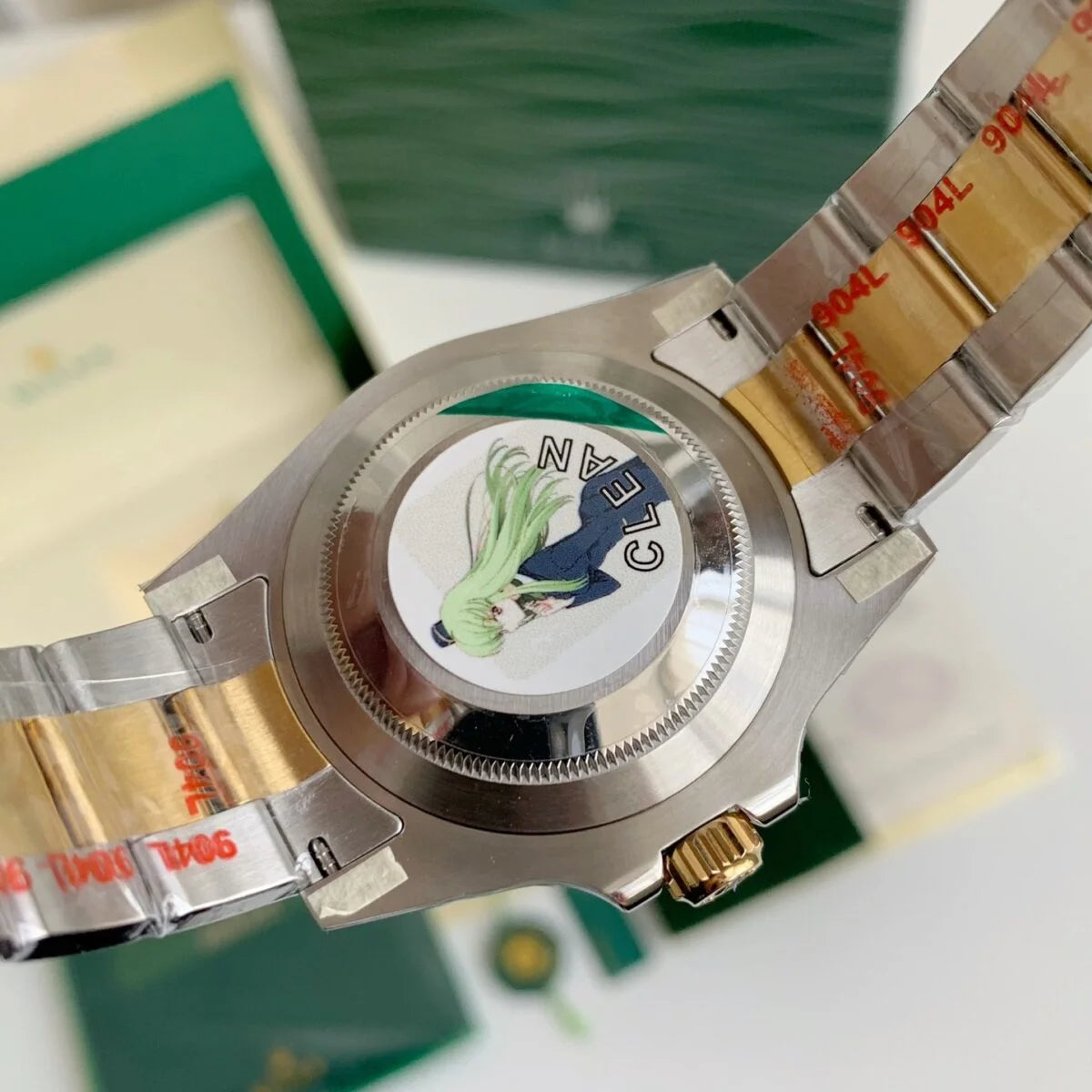 Two-Tone Gold Blue-Bezel Business Casual Watch