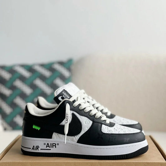 Black & White Contrast Jacquard Low-Top Sneakers