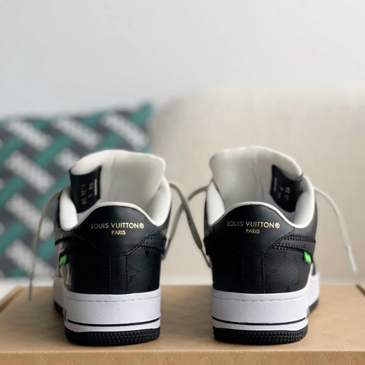 Black & White Contrast Jacquard Low-Top Sneakers