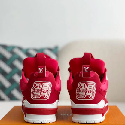 Red & White Star-Pattern Low-Top Casual Sneakers