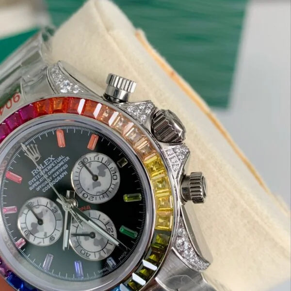 Multi-Gem Bezel Chronograph Mechanical Watch