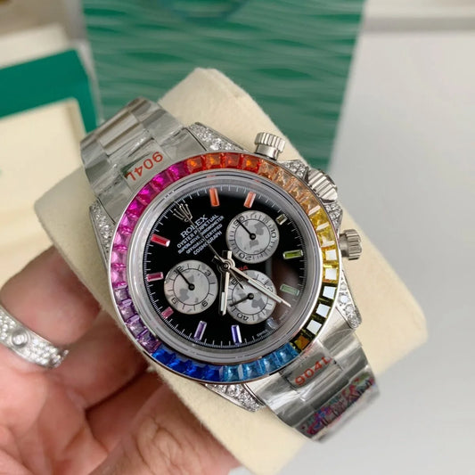 Multi-Gem Bezel Chronograph Mechanical Watch