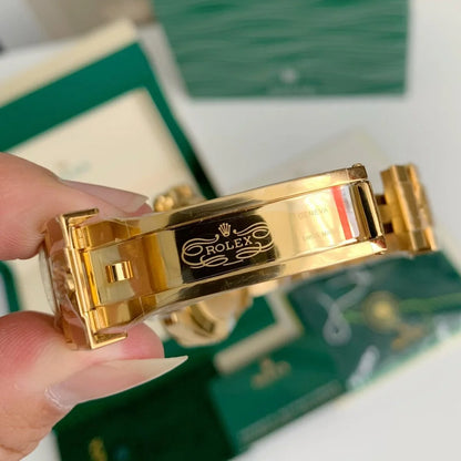 Gold-Case Green-Dial Chronograph Mechanical Watch