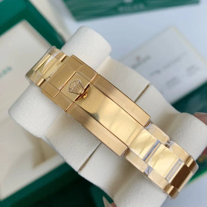 Gold-Case Green-Dial Chronograph Mechanical Watch