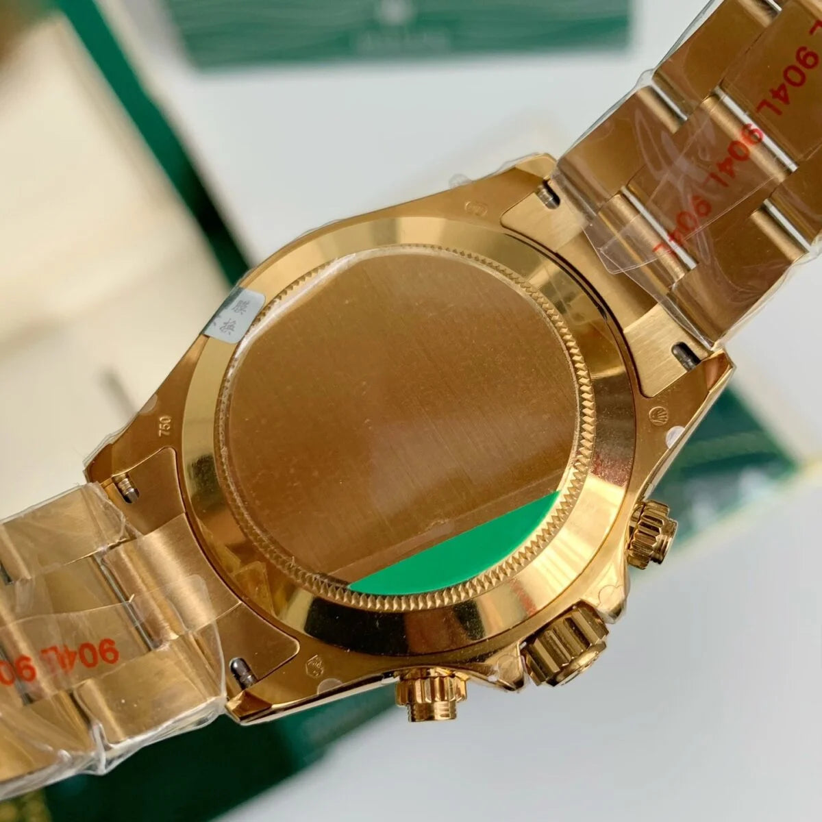 Gold-Case Green-Dial Chronograph Mechanical Watch