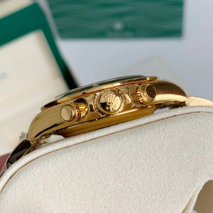 Gold-Case Green-Dial Chronograph Mechanical Watch