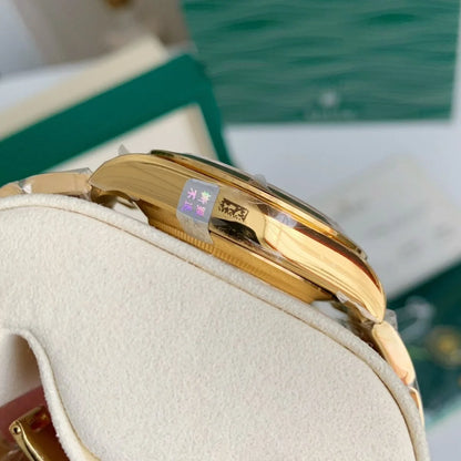 Gold-Case Green-Dial Chronograph Mechanical Watch