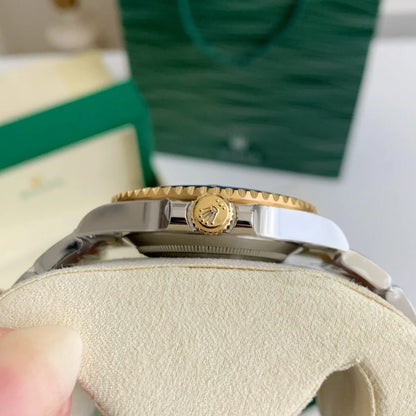 Two-Tone Gold Blue-Bezel Business Casual Watch