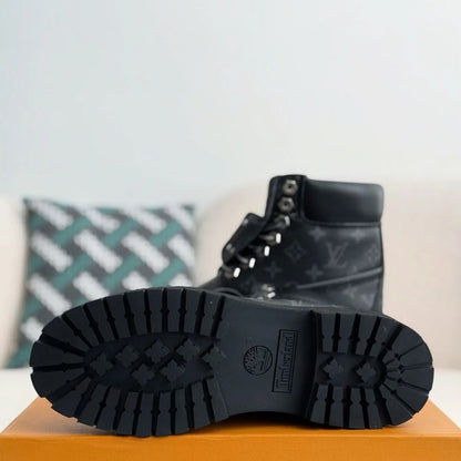Black Textured High-Top Men's Work Boots