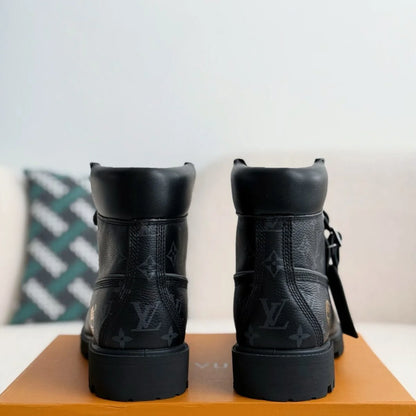 Black Textured High-Top Men's Work Boots