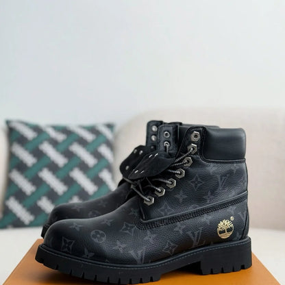 Black Textured High-Top Men's Work Boots