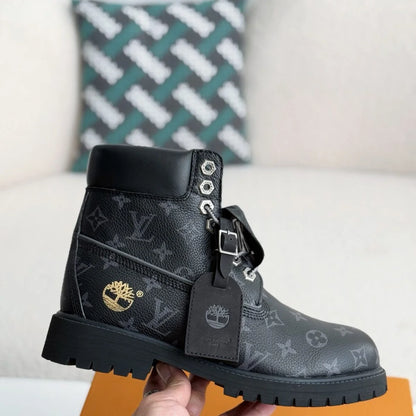 Black Textured High-Top Men's Work Boots
