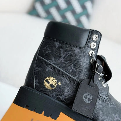 Black Textured High-Top Men's Work Boots