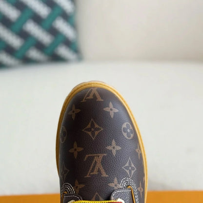 Brown Jacquard High-Top Work Boots