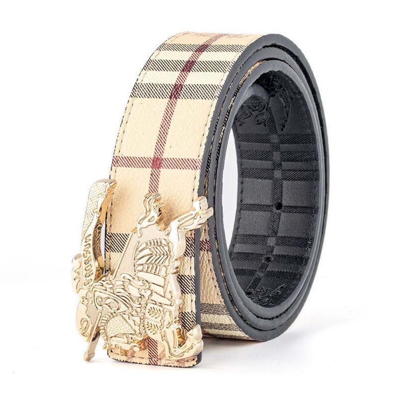 Knight Buckle Men's Belt, Unique Shape Highlights Personality