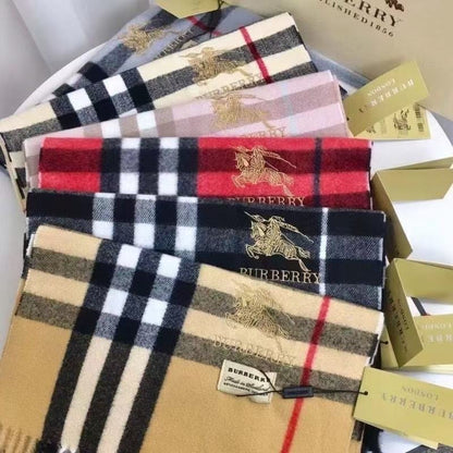 Classic Plaid Cashmere Scarf There is a box.