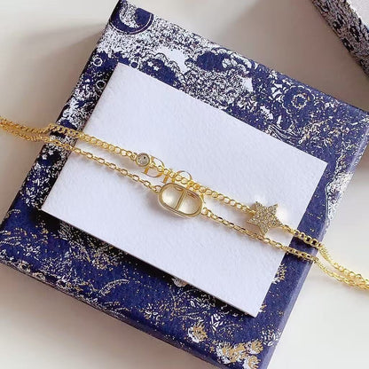 Light Luxury Double-Layered Star and Letter Element Women's Bracelet/Necklace