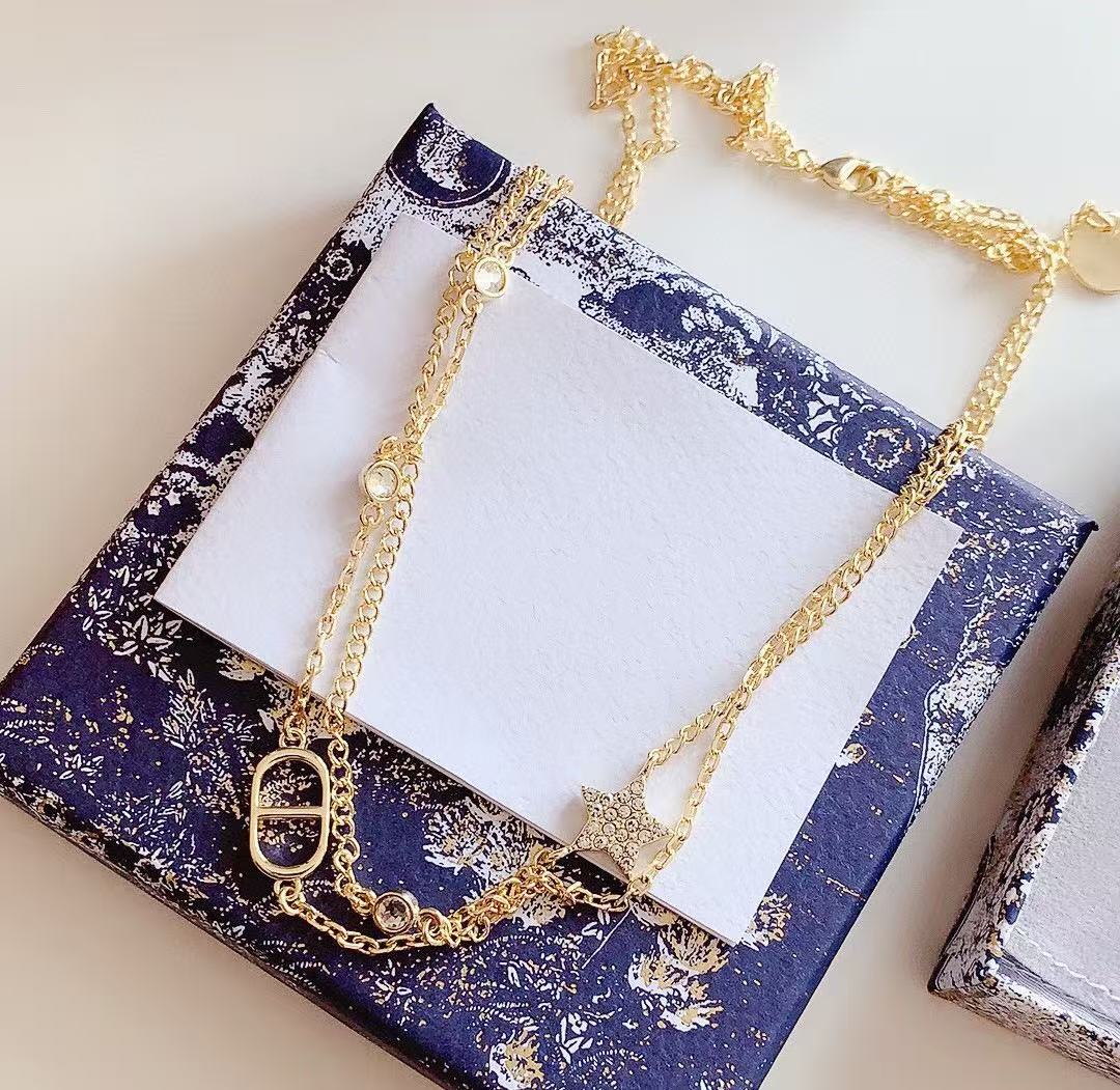 Light Luxury Double-Layered Star and Letter Element Women's Bracelet/Necklace