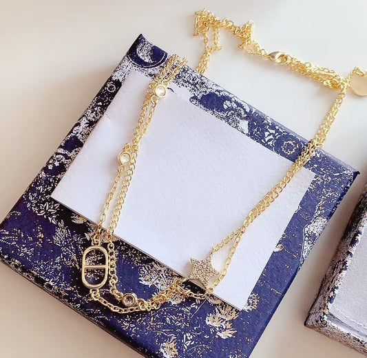 Light Luxury Double-Layered Star and Letter Element Women's Bracelet/Necklace