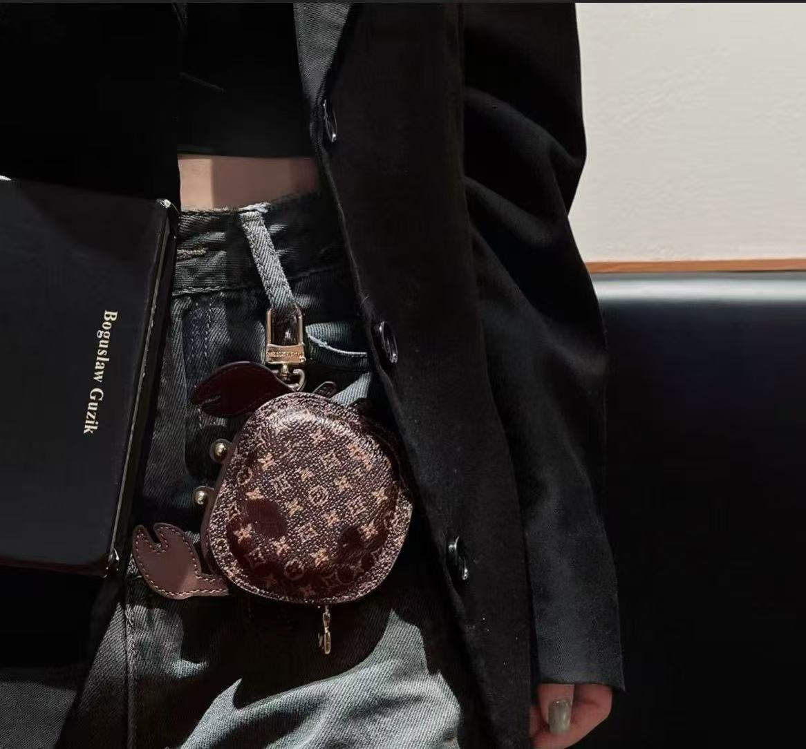 Fun Crab-shaped Monogram Earphone Case Creative Zippered Bluetooth Headphone Pouch