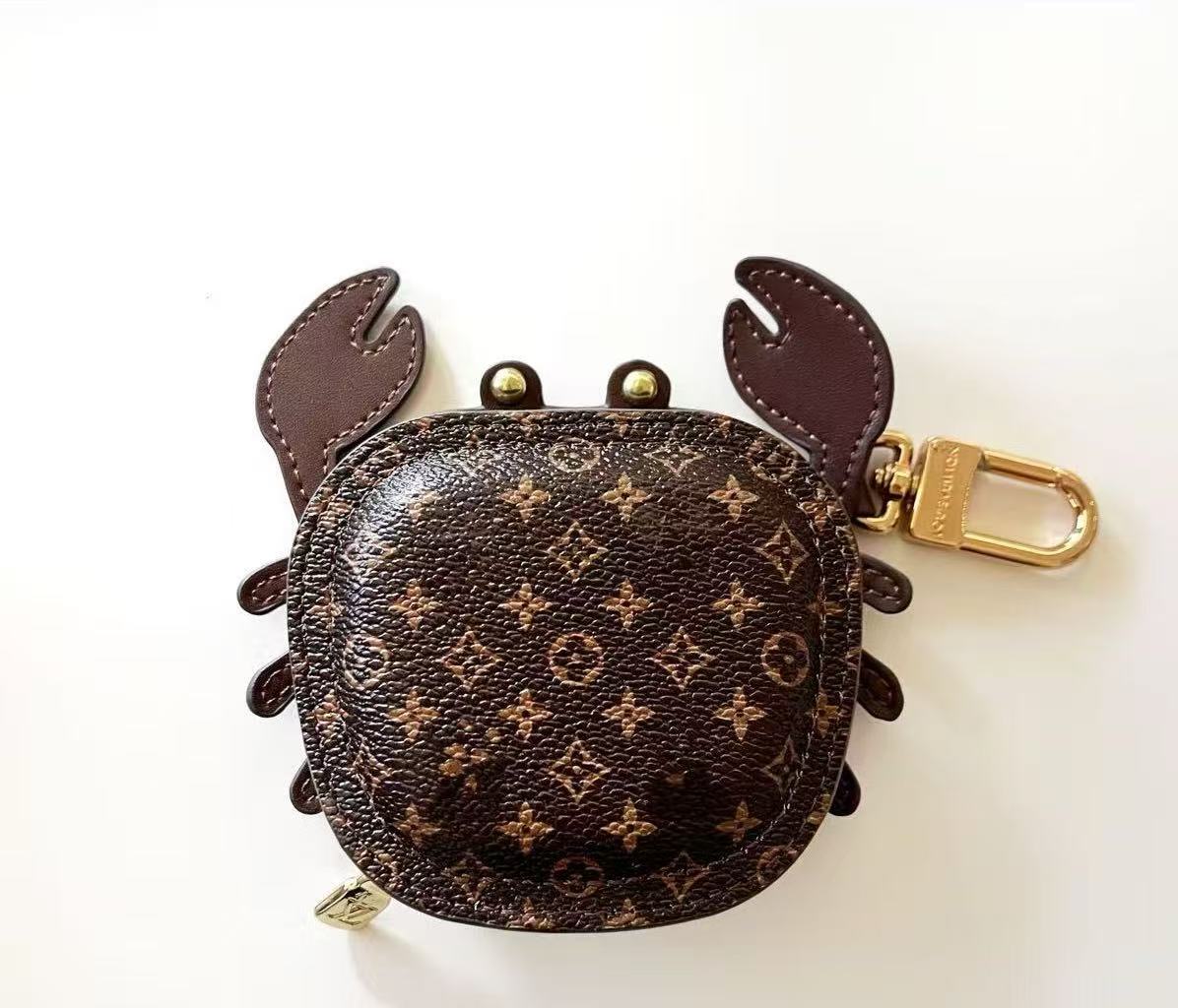 Fun Crab-shaped Monogram Earphone Case Creative Zippered Bluetooth Headphone Pouch