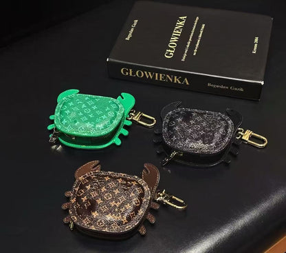 Fun Crab-shaped Monogram Earphone Case Creative Zippered Bluetooth Headphone Pouch