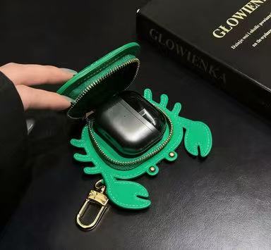 Fun Crab-shaped Monogram Earphone Case Creative Zippered Bluetooth Headphone Pouch