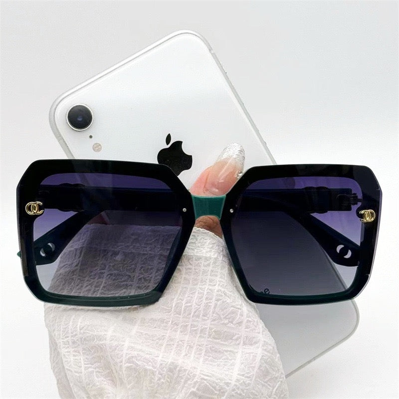 Color-Block Temple Square UV Protection Sunglasses