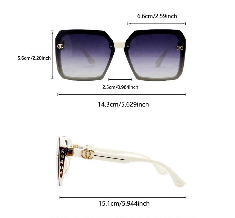 Color-Block Temple Square UV Protection Sunglasses