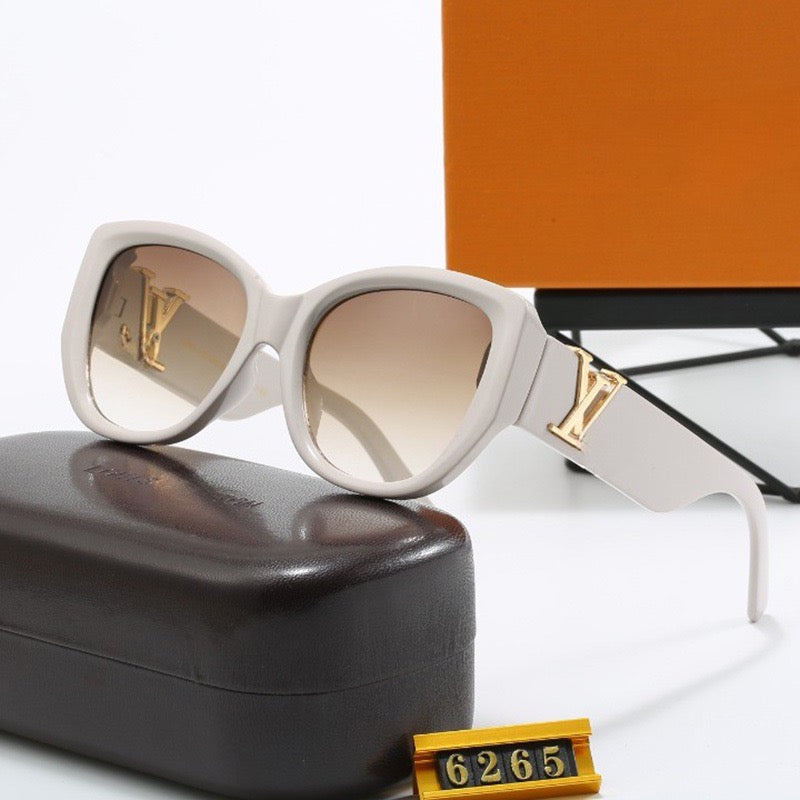 Light-Tone Gold-Accent Oval-Frame Sunglasses
