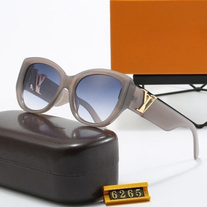 Light-Tone Gold-Accent Oval-Frame Sunglasses