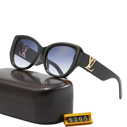 Light-Tone Gold-Accent Oval-Frame Sunglasses