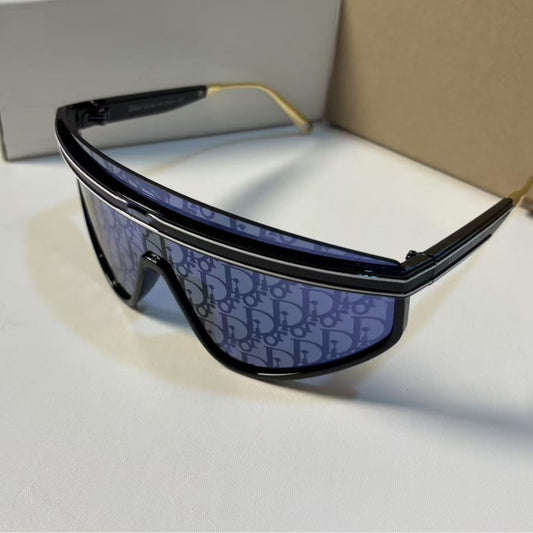 Multi-Color Stripe-Accent Shield Sunglasses