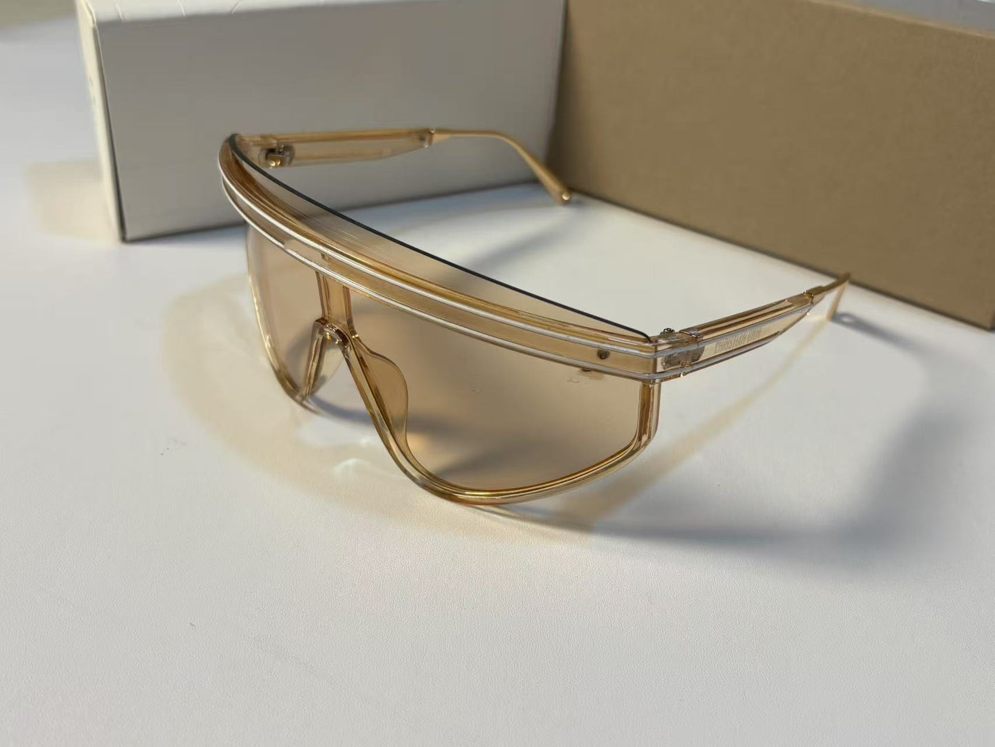 Multi-Color Stripe-Accent Shield Sunglasses