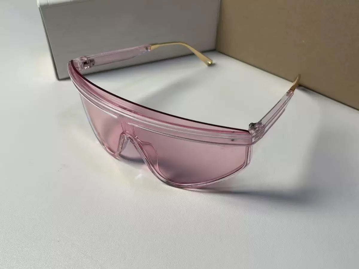 Multi-Color Stripe-Accent Shield Sunglasses