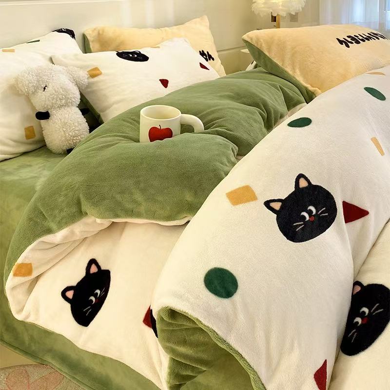 Teddy Bear Bow Light Blue Flannel Duvet Cover