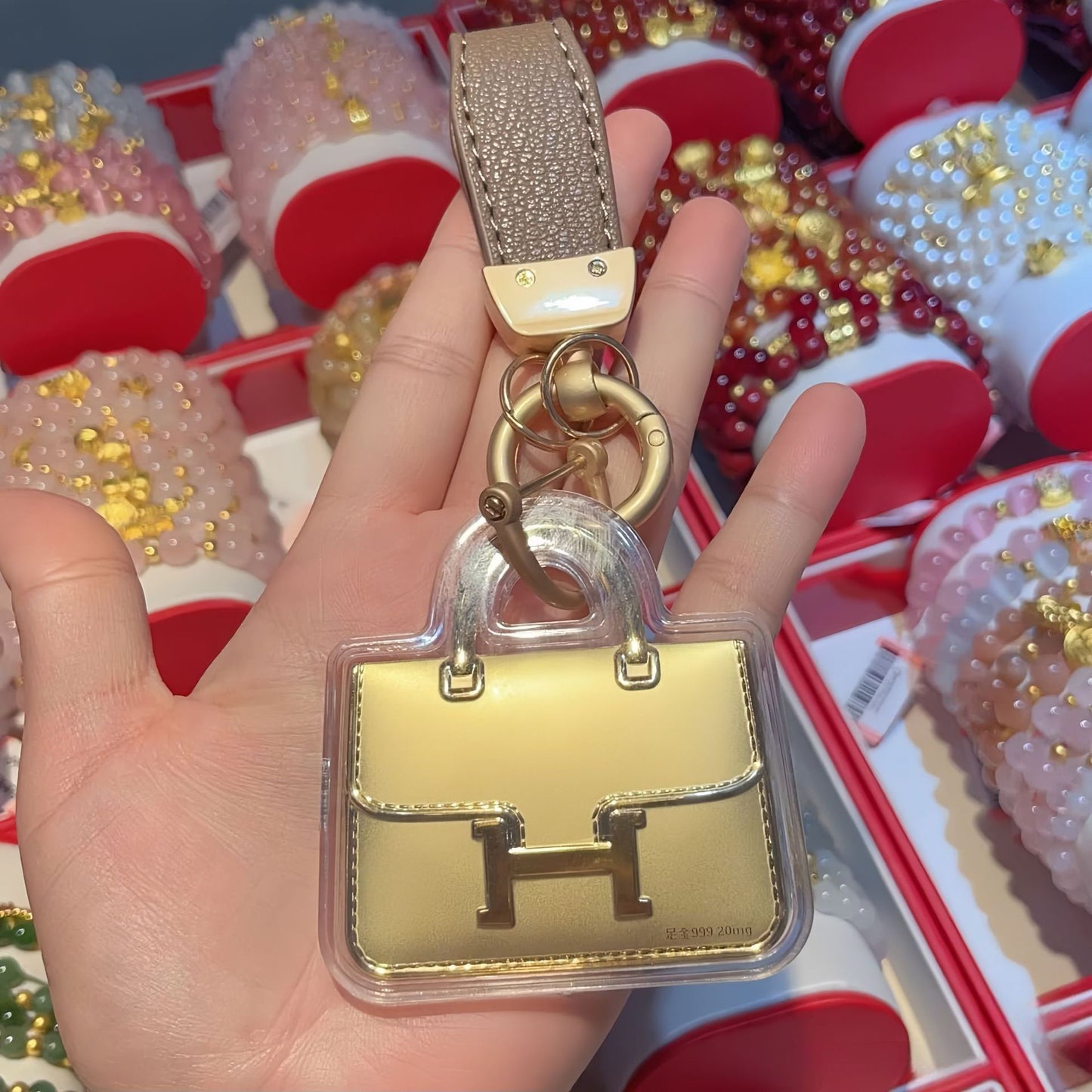 Gold Keychain Charms in Luxury Handbag Styles