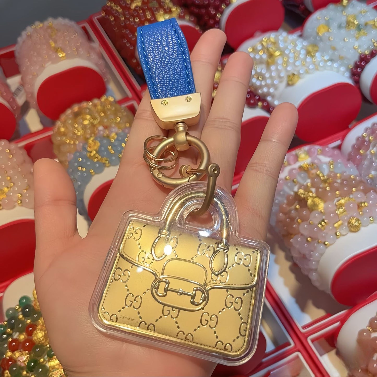 Gold Keychain Charms in Luxury Handbag Styles