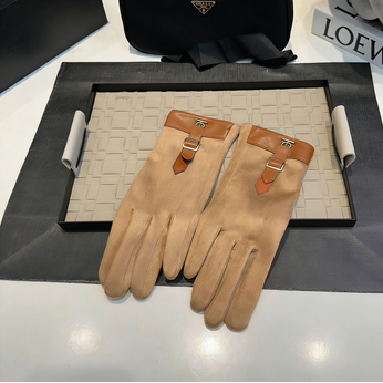 Suede Gloves with Contrast Trim Accents
