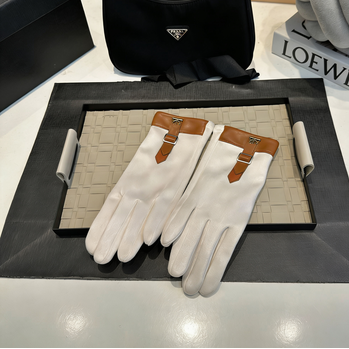 Suede Gloves with Contrast Trim Accents