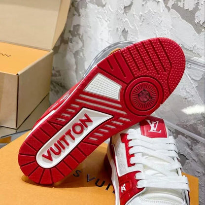 Red & White Contrast Trendy Low-Top Sneakers