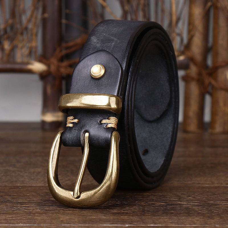 Vintage - Style Men's Belt with Copper Buckle