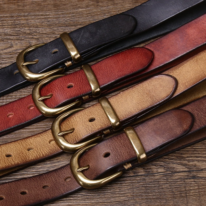 Vintage - Style Men's Belt with Copper Buckle