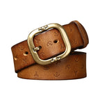 Men's Genuine Leather Belt with Bold Texture, Matte Metal Buckle Shapes a Stylish Silhouette