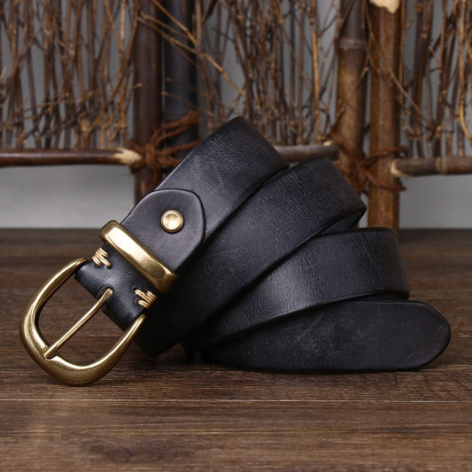 Vintage - Style Men's Belt with Copper Buckle
