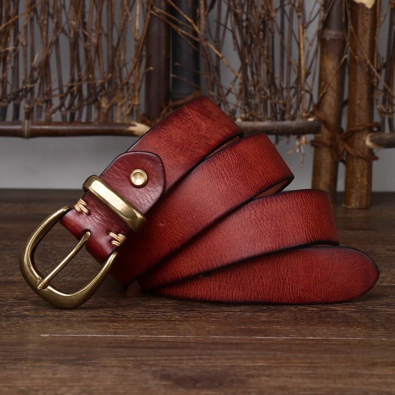 Vintage - Style Men's Belt with Copper Buckle