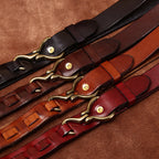 Vintage Distressed Men's Genuine Leather Belt, Unique Hook - Shaped Buckle, Fully Show Rugged and Uninhibited Style