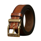 Tough Guy Style Men's Genuine Leather Belt, Bold Metal Buckle Interprets Uninhibited Charm