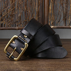 Vintage Distressed Men's Genuine Leather Belt, Classic Metal Buckle, Highlighting Retro Trendy Charm