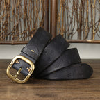 Men's Genuine Leather Belt with Bold Texture, Matte Metal Buckle Shapes a Stylish Silhouette